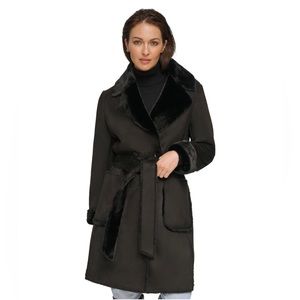 NWT DKNY Coat Faux Shearling w/Faux Fur